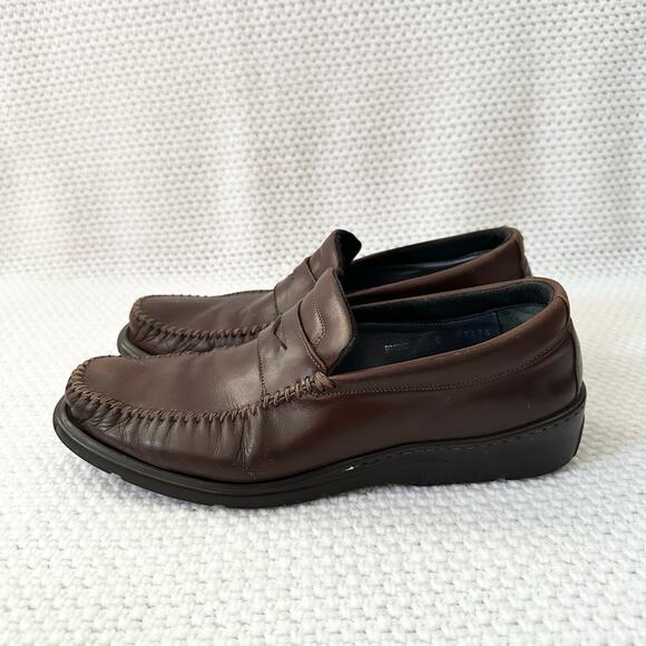 Bruno Magli Chocolate Brown Leather Bryant Slip On Loafer Casual Shoes 9 Men - Picture 7 of 11